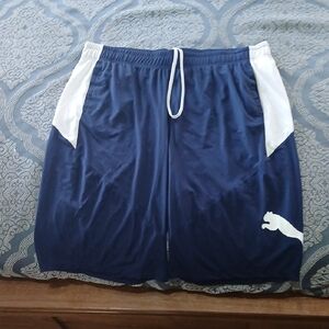Puma Men's Navy and White Athletic Shorts